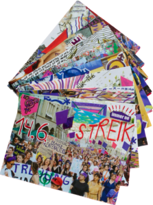 Postkartenset mit 10 Postkarten mit Sujets vom Streiktag